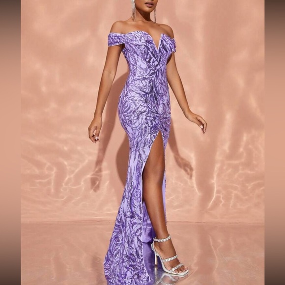 Infinity Dress Teen Girl Sparkly One-Shoulder Slit Prom Dress